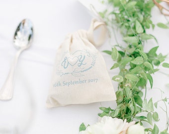 Personalised Wedding Rustic Favour Bags - Natural Cotton