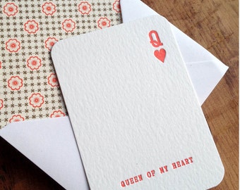 Queen of my Heart Letterpress Anniversary, Wedding or Valentines Card