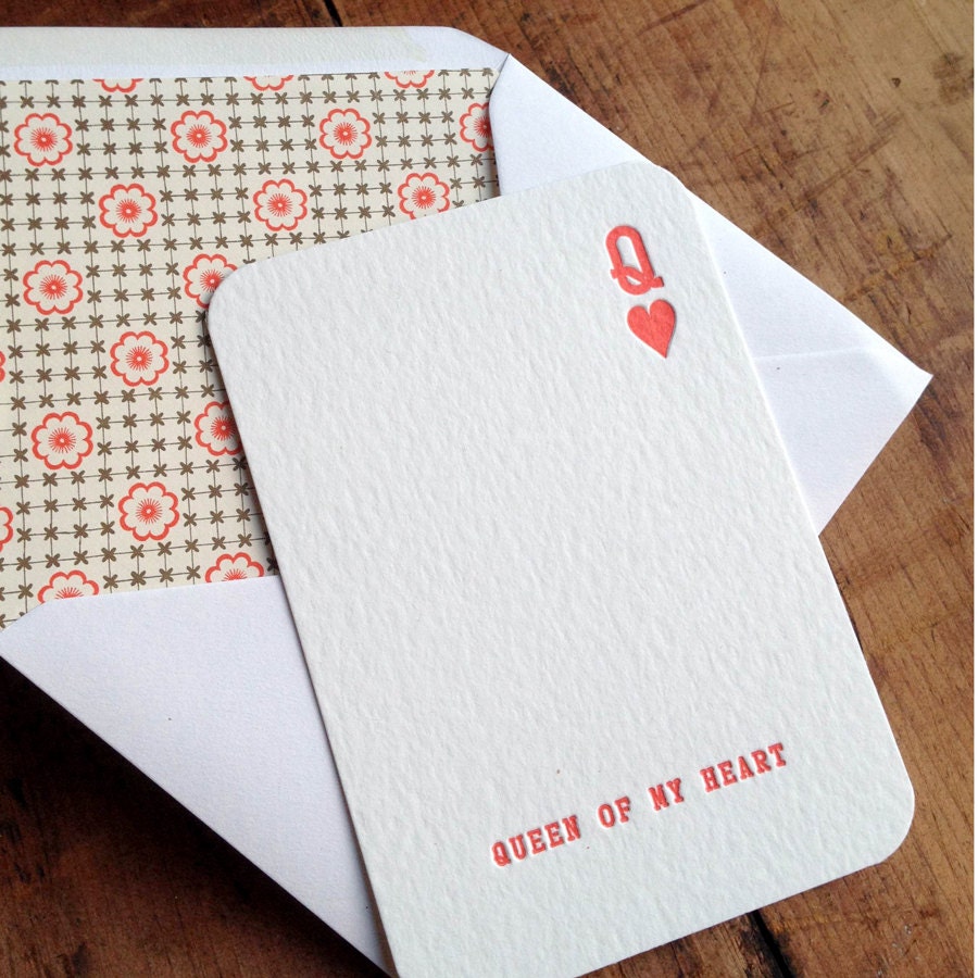 Queen of my Heart Letterpress Anniversary, Wedding or Valentines Card