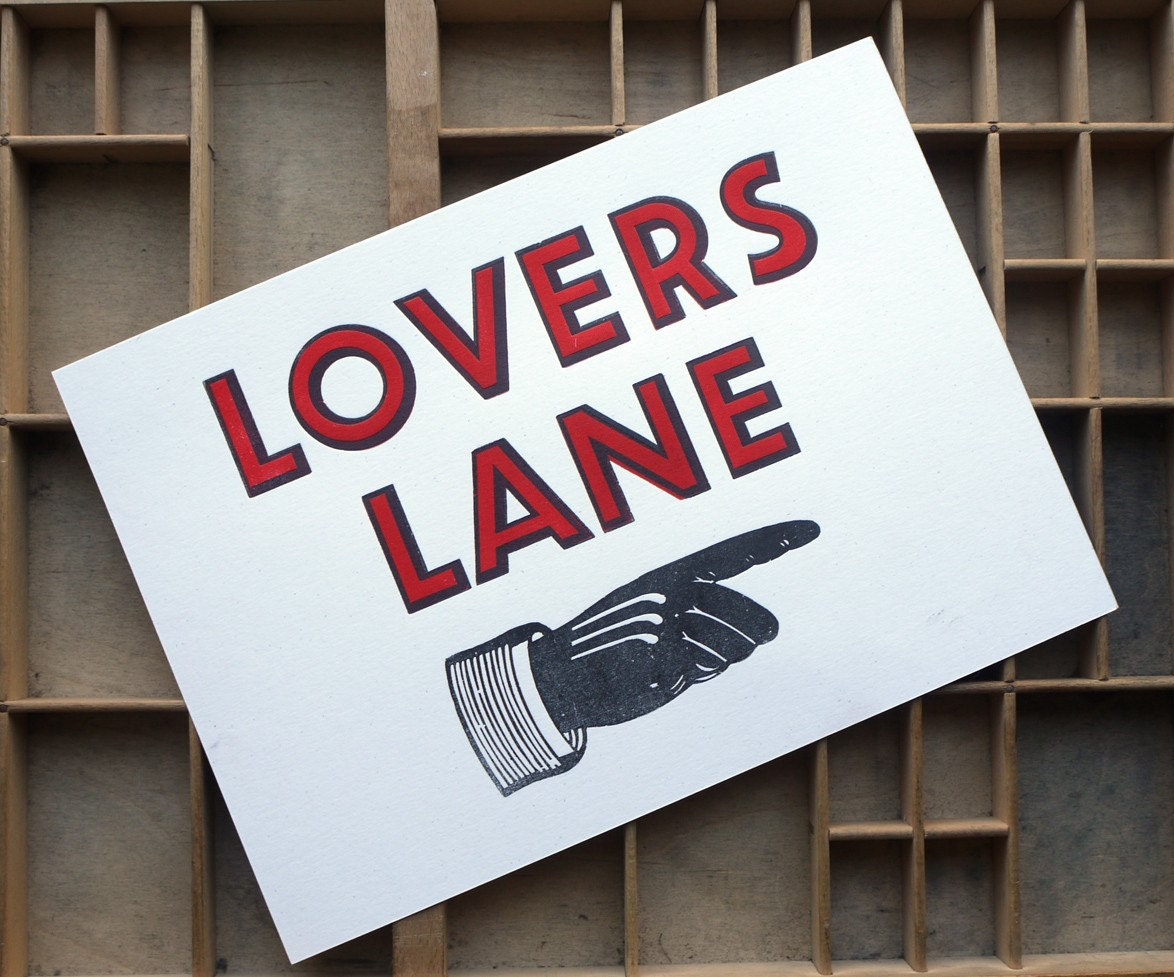Lovers Lane Letterpress Print | Etsy