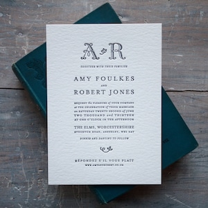 Haworth Literary Letterpress Wedding Invitation SAMPLE