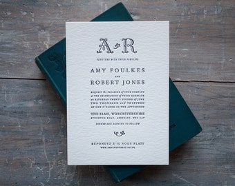 Haworth Literary Letterpress Wedding Invitation SAMPLE