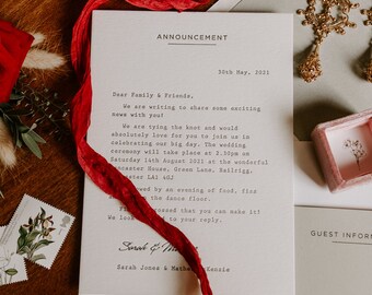 Invitación de boda con impresión tipográfica Remington Typewriter (SOLO MUESTRA)