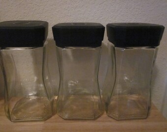 LARGE GLASS JARS Instant Coffee Recycle Craft Supplies Lot Of Three