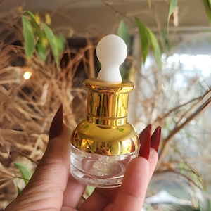 2-Piece (20ml) Round Luxury Glass Dropper Bottles - Leakproof & Elegant for Serums, Oils, Perfumes, and Travel [GOLD]