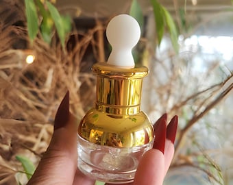 Frascos de vidrio de lujo con gotero: 2 frascos de viaje dorados para suero/aceite (20 ml)