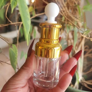2-Piece (30ml) Luxury Glass Dropper Bottles - Leakproof & Elegant for Serums, Oils, Perfumes, and Travel [GOLD]