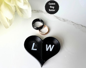 Porta anillos de corazón personalizado: regalo de compromiso impreso en 3D
