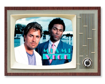 Magnes na lodówkę z serialu Miami Vice: projekt retro telewizora