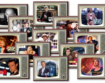 Doctor Who TV Show Set of THIRTEEN Fridge Magnets Retro Classic TV