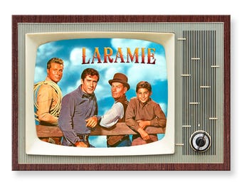 Imán para refrigerador con imagen retro del programa de televisión clásico Laramie