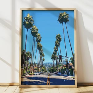 Los Angeles Street Wall Art, California Art, LA City Print, LA Palm Trees Art Decor, USA Travel Poster, Digital Print, Printable Wall Art