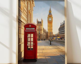 Big Ben London Travel Poster, UK Wall Art, London Print, United Kingdom Poster, Home Decor, Printable Wall Art Gift