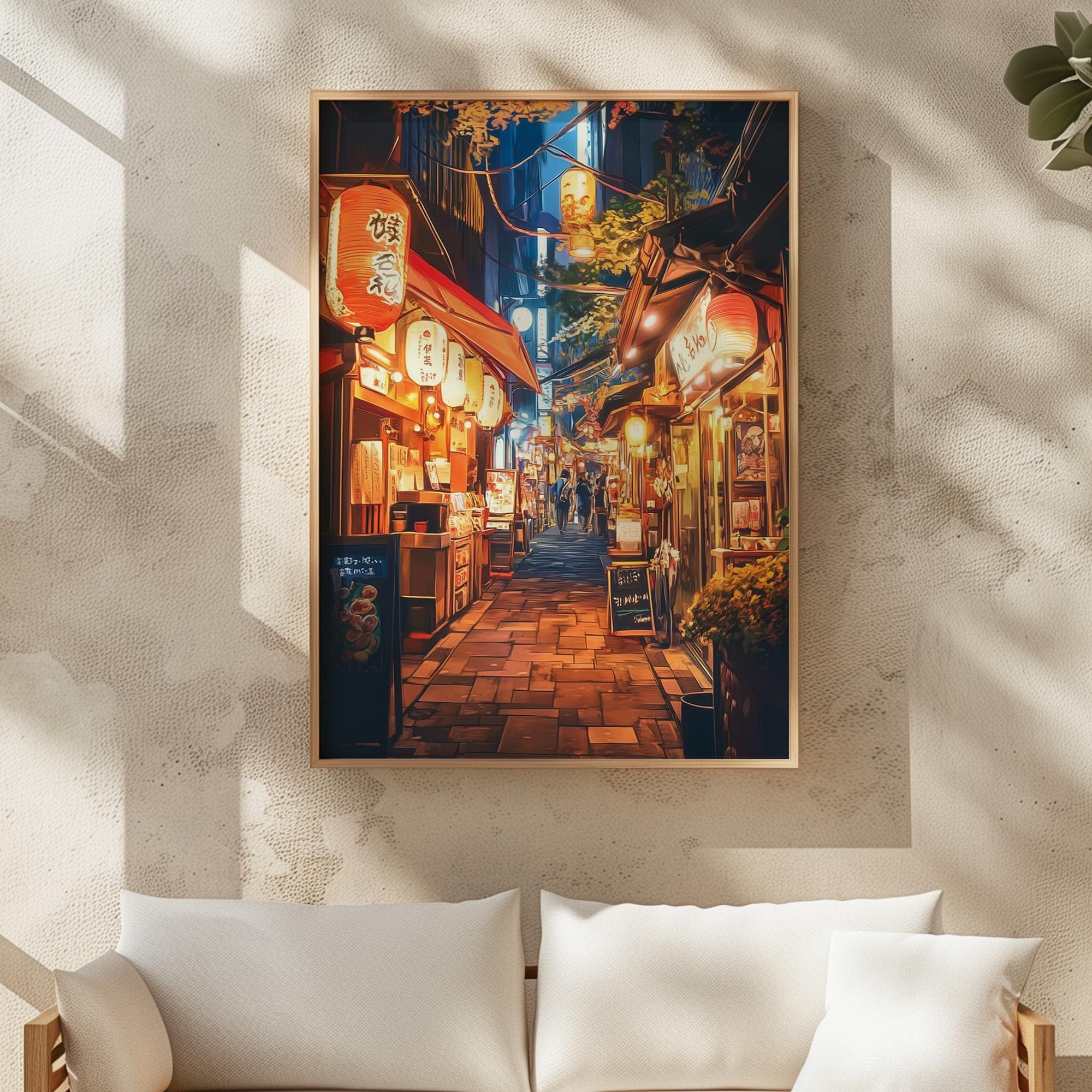 Tokyo Alley Japanese Wall Art, Tokyo Street City Wall Art, Japan