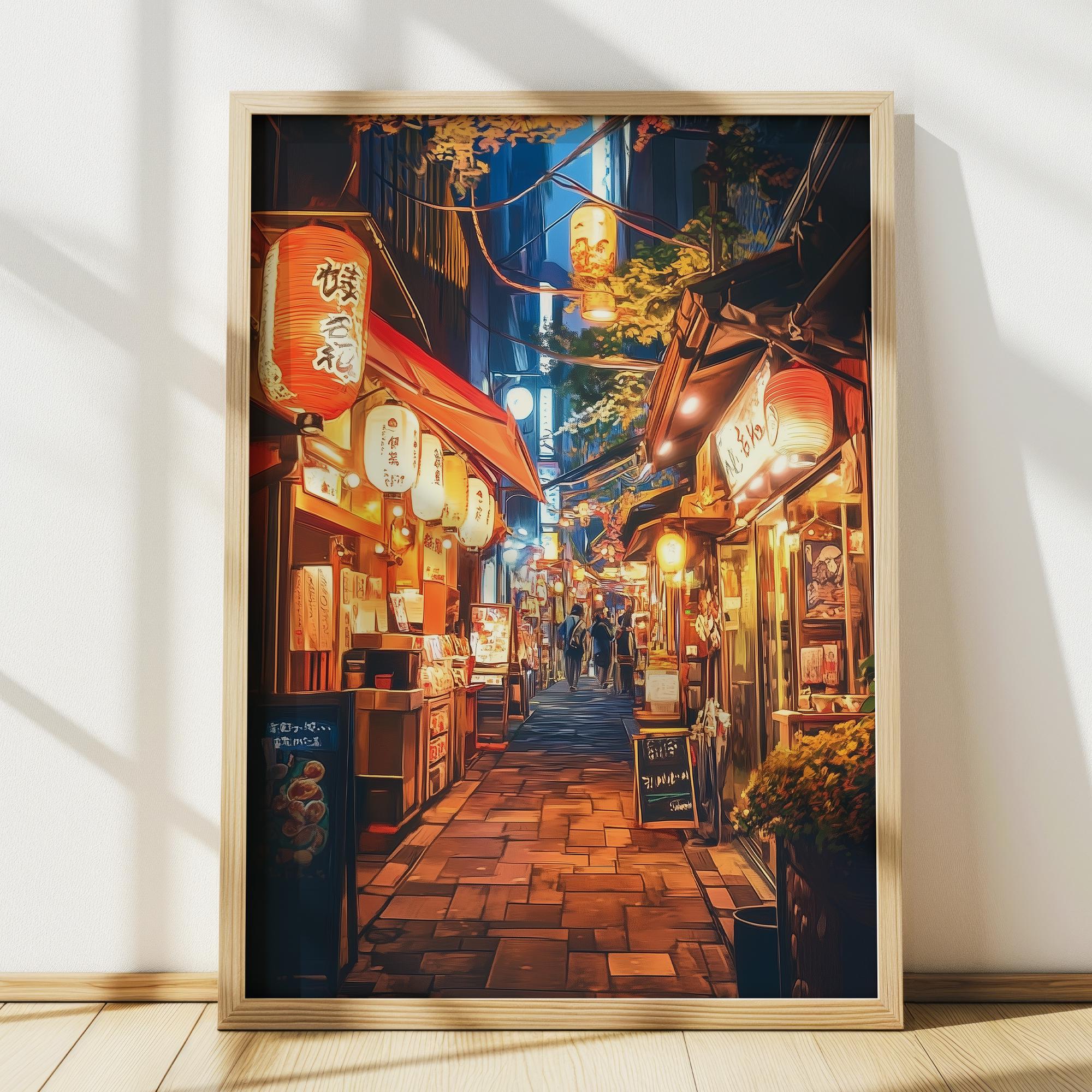 Tokyo Alley Japanese Wall Art, Tokyo Street City Wall Art, Japan