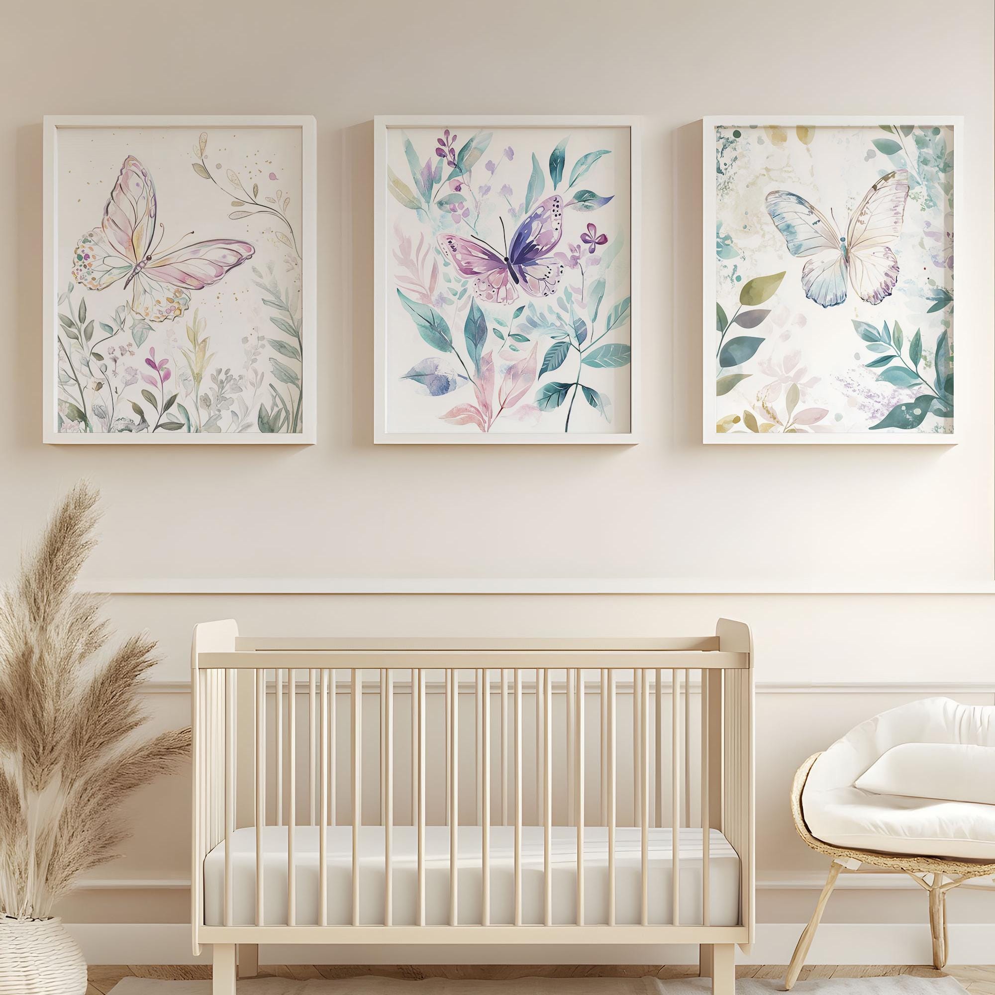 Watercolor Butterfly Wall Art Printable, Set of 3 Pastel Butterflies ...