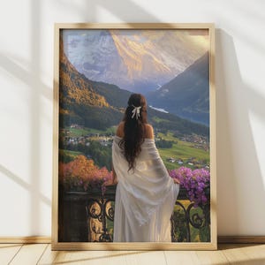 Swiss Alps Mountain Landscape Print, Switzerland Travel Poster, Nature Wall Art, Oil Painting, Aesthetic Cottagecore Girl Room Home Decor