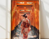 Kyoto Japan Wall Art, Japanese Wall Art, Kimono Travel Poster, Japanese Decor, Anime Art, Digital Print, Printable Wall Art, Japan Print