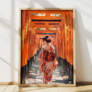Kyoto Japan Wall Art, Japanese Wall Art, Kimono Travel Poster, Japanese Decor, Anime Art, Digital Print, Printable Wall Art, Japan Print