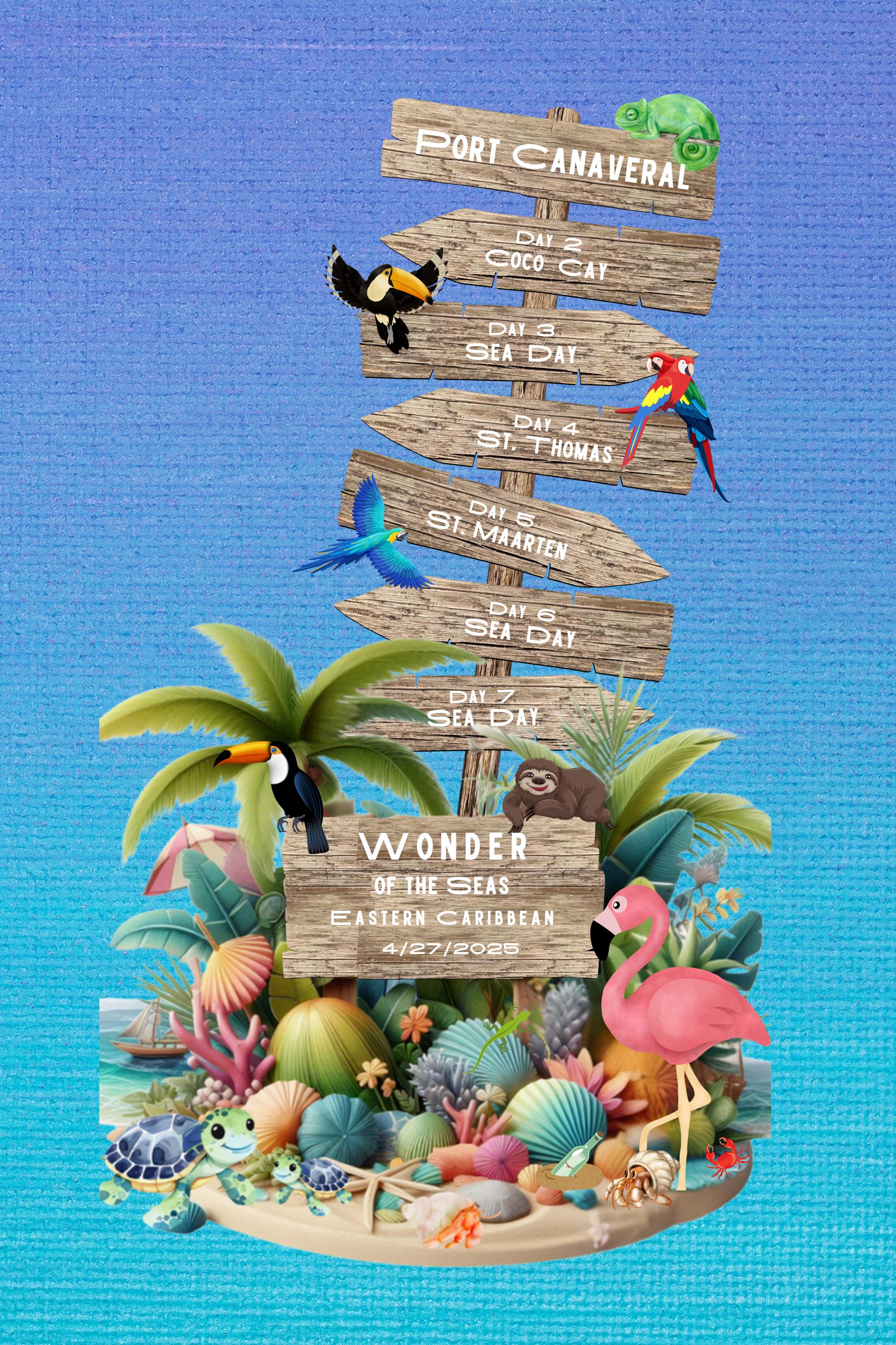 Wonder of the Seas 7 Night Eastern Caribbean Cruise Door Magnet ...