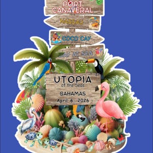 Utopia of the Seas Tropical Cruise Door Magnet Directional Sign with Itinerary Royal Caribbean