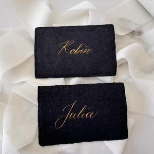 Midnight black handgemachte Tischkarten; Tischkarten Hochzeit; Namens-Tischkarten; Namenskärtchen; Schwarzes, handgeschöpftes Papier