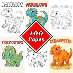 100 Cute Dinosaur Coloring Pages for Kids, Printable, Dinosaur Coloring Sheets, Dinosaur Coloring Book, Kids Coloring Pages Printable Bundle