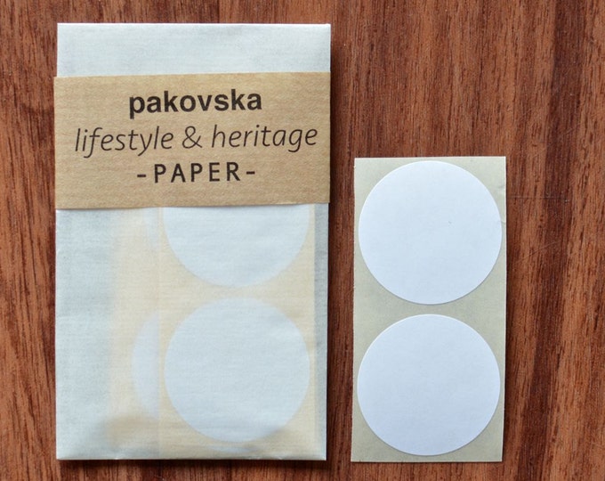50 White Paper Circle Stickers, Round Shaped Label, Medium Sized, 35mm