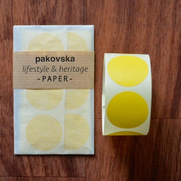 Round yellow sticker labels, medium sized, 30mm, geometric shape, envelope seals or birthday supplies 50pcs