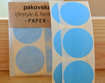 50 pegatinas circulares de papel azul, etiqueta redonda, tamaño mediano, 35 mm, forma geométrica, decoración de regalos, artículos de cumpleaños, sellos de sobres