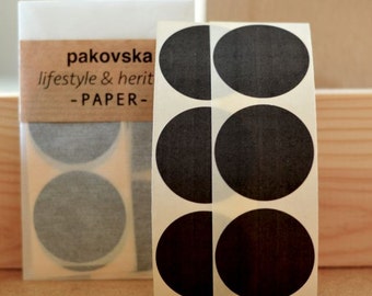 50 black paper circle stickers, round shaped label, medium sized, 35mm, geometric shape, gift decoration, birthday supplies, envelope seals