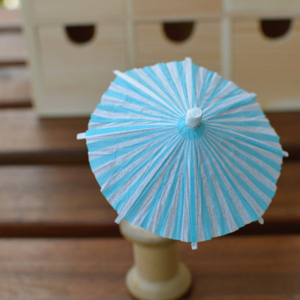 10 pcs Party favor Summer cocktail umbrella Cup Cake Toppers drink umbrella blue white stripe