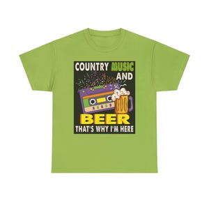 Country Music and Beer Graphic Tee | Perfect Shirt for Country Fans | Fun Casual T-Shirt for Music Lovers and Beer Enthusiasts