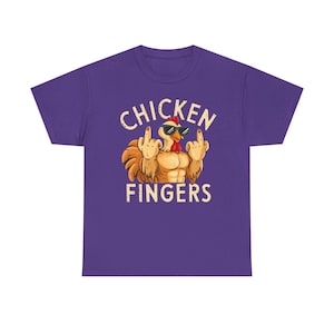Funny Chicken Fingers Unisex Heavy Cotton Tee, Chicken Humor T-Shirt, Gift for Chicken Lovers, Quirky Tees, Casual Wear