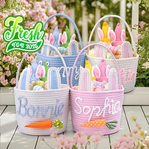 Personalized Easter Basket, Custom Basket With Kids Name, Easter Baskets For Boy And Girl, Baby First Easter Gift, Easter Decor