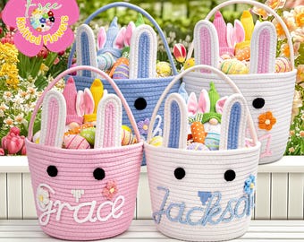 Personalized Easter Basket With Name, Custom Baby Easter Basket, Baby First Easter Gift, Personalised Easter Basket For Baby, Easter Decor