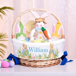Personalisierte Ostern Korb Liner, Benutzerdefinierte Ostern Korb, Osterkörbe für Jungen und Mädchen, Monogramm Häschen Ostereinsatz mit Namen, Osterdekor