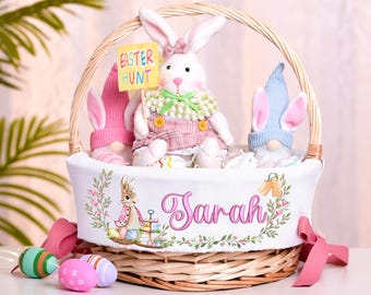 Personalized Easter Basket Liner, Custom Basket Liner With Kids Name, Embroidered Name Canvas Liner, Baby First Easter Gift, Easter Decor