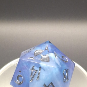 Mystical Blue Nebula D20 Dice - Enchanting TTRPG Collectible 55mm Chonk