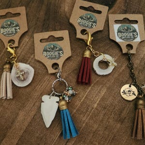 Handcrafted Antler and Leather Tassel Keychains | Rustic Western Keychains | Deer Antler Keychains | Handmade Rustic Gifts for Outdoorsmen |