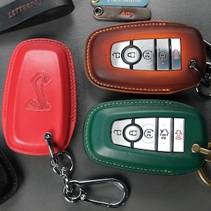 Ford Mustang Key Fob Cover | Handmade Leather Case for Dark Horse, Mach-E, GT, Shelby, Coyote, EcoBoost Remote Key Holder