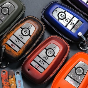 Leather Ford Key Fob Case 2018–2025 – Custom Cover for F-150, Maverick, Bronco, Mustang, Explorer, Expedition, Edge, Escape  Logo Engraving