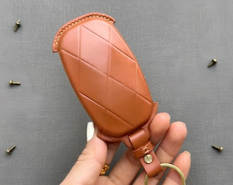 Genesis Leather Key Fob Cover for GV60 EV, GV70, GV80, G70, G80 (2021–2025) | Handmade Smart Key Case | Luxury Car Key Gift for Loved Ones