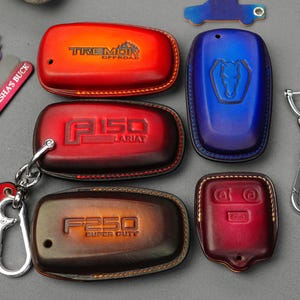 Ford F-150 Leather Key Fob Cover – Fits F-150 Tremor, Raptor, Raptor R, Limited, Platinum, Lariat, XLT, XL – Handmade with Color Options