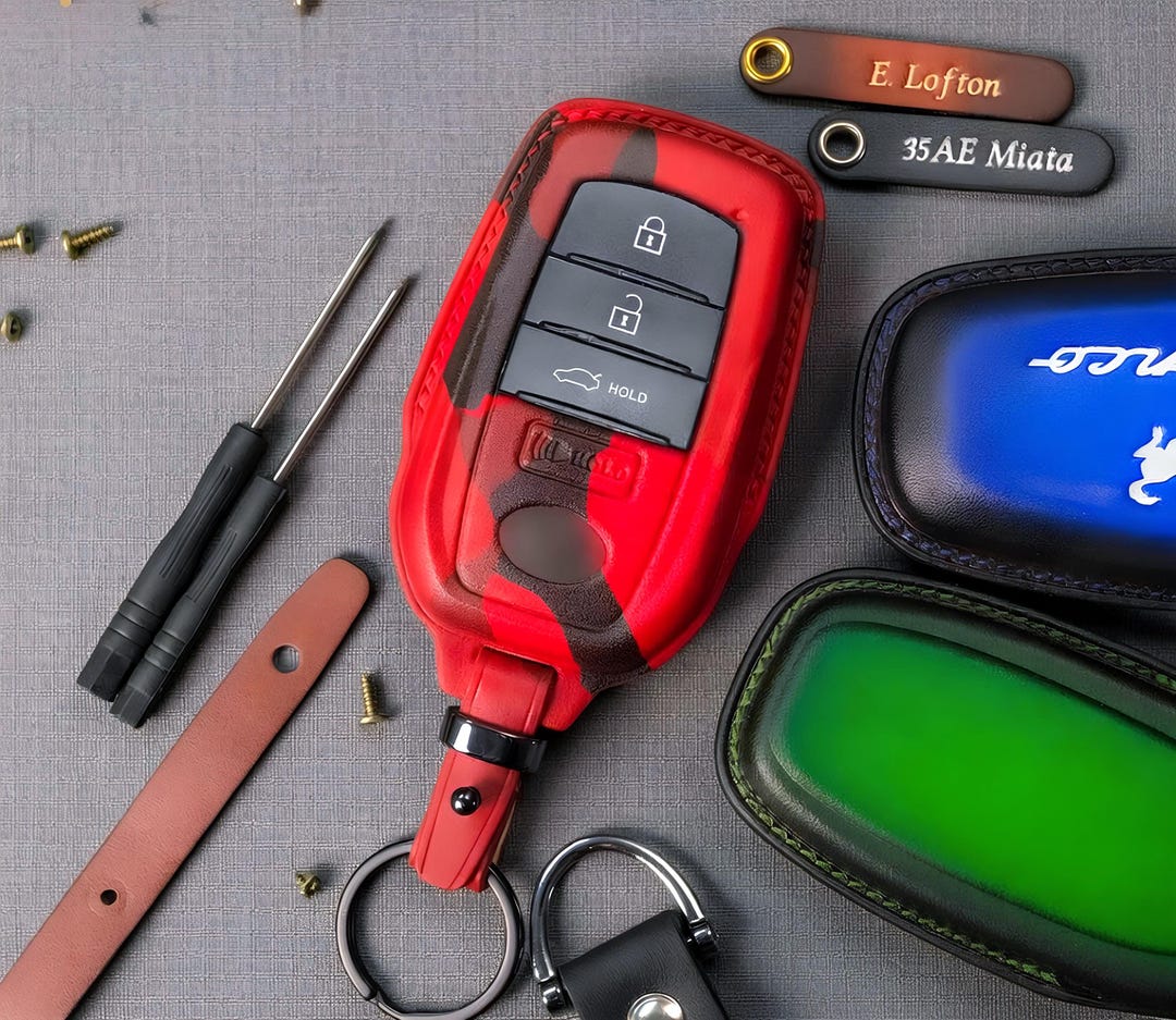 Toyota Camry Key Fob Cover 2025 2024 Leather Key Case & Keychain Holder ...