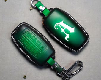 Genesis Key Fob Cover for GV70 GV80 G70 G80 G90 2021–2025, Personalized Leather Key Case, Handmade Genesis Smart Key Fob Holder Gift for Dad