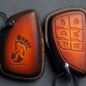 Leather Key Fob Cover For GMC Sierra 1500 2500 3500 AT4 Denali Yukon Chevy Silverado ZR2 High Country Tahoe Suburban 2014–2025