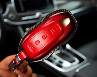 Custom Leather Key Fob Cover Fits Macan EV 2025 Macan 4, Macan 4S, Cayenne, Macan, Panamera, Taycan Personalized