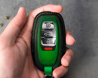 Audi 2019–2022 Key Fob Cover, Handmade Leather Case for R8, Q5, Q7, Q8, A3–A8, S3–S8, RS5, RS7, SQ5, E-Tron