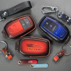 Tacoma Leather Key Fob Case | Custom Patina Colors Handmade Cover for Toyota Tacoma 2022–2025 & Tundra SR5 TRD Pro Limited